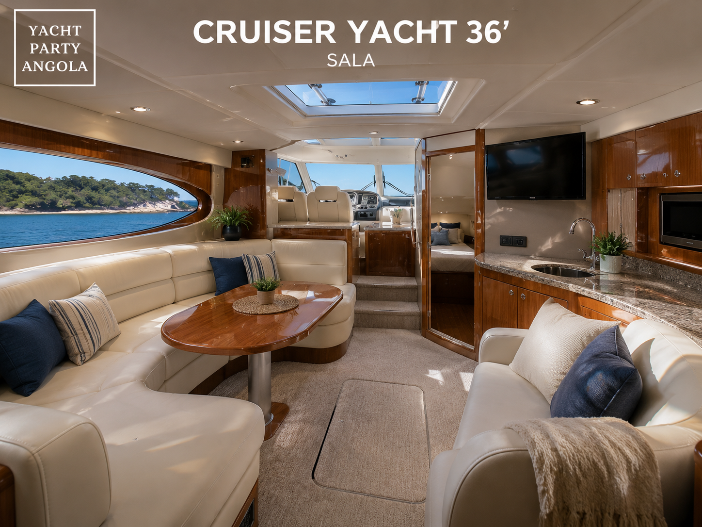 Cruiser Yacht 36' – Passeio Privado de Luxo na Baía de Luanda
